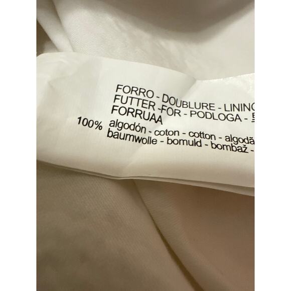 Zara Women's White Short Puff Sleeve Square Neck Zipper Maxi A-Line Dress Size S - Picture 5 of 5